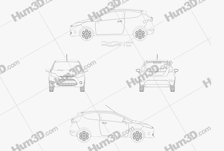 Ford Fiesta Van 2012 設計図