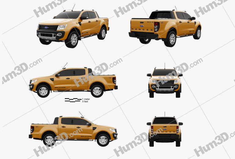 Ford Ranger Wildtrak Double Cab 2014 Blueprint Template