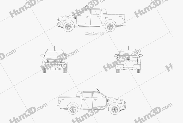 Ford Ranger Wildtrak ダブルキャブ 2012 設計図