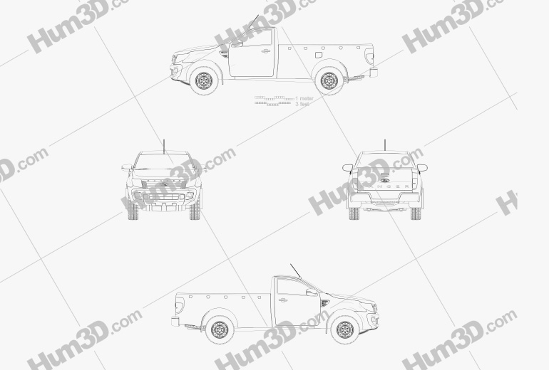 Ford Ranger シングルキャブ 2012 設計図