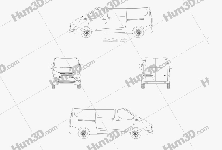 Ford Transit Custom Crew Van LWB 2015 Blueprint