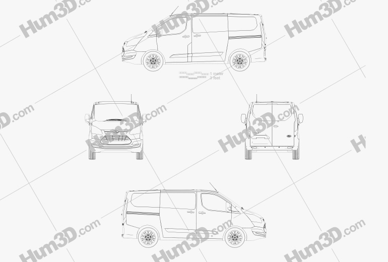 Ford Transit Custom Crew Van SWB 2015 Blueprint