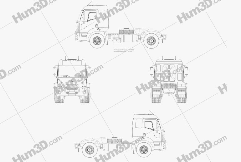 Ford Cargo Tractor Truck 2014 Blueprint