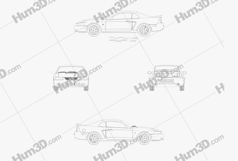 Ford Mustang GT coupé 1998 Disegno Tecnico