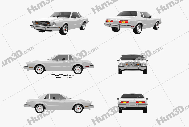 Ford Mustang coupe 1974 Blueprint Template