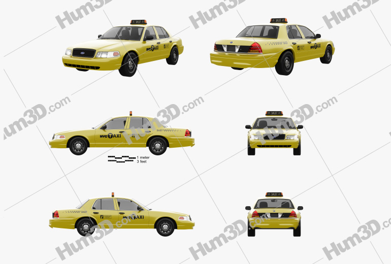 Ford Crown Victoria New York Taxi 2011 Blueprint Template