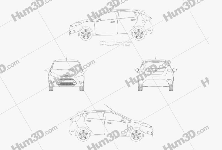 Ford Fiesta Zetec 5 portas hatchback 2012 Blueprint