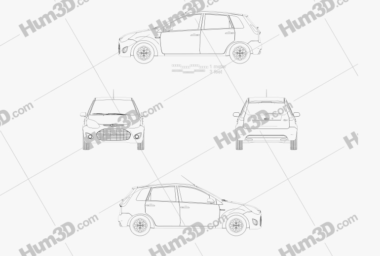 Ford Figo (Ikon Hatch) 2012 設計図