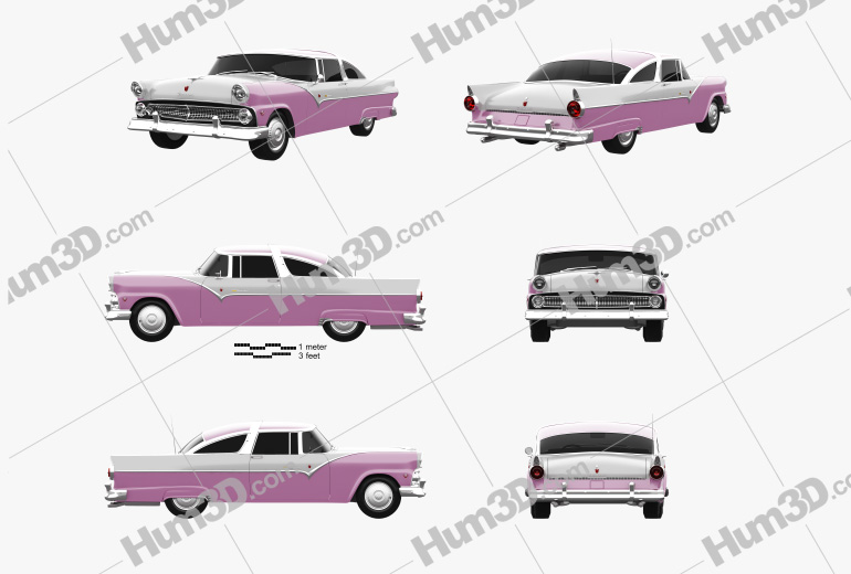 Ford Crown Victoria 1955 Blueprint Template