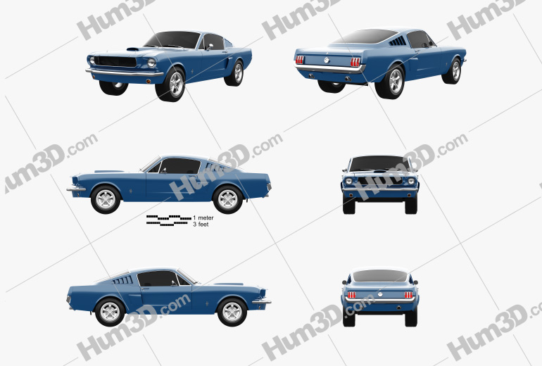 Ford Mustang Fastback 1965 Blueprint Template