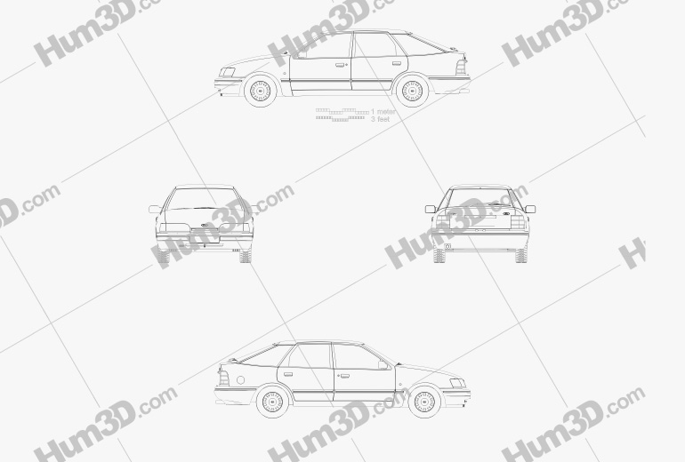 Ford Scorpio hatchback 1985 Disegno Tecnico