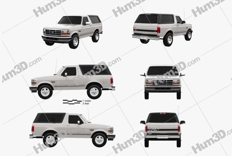 Ford Bronco 1996 Blueprint Template