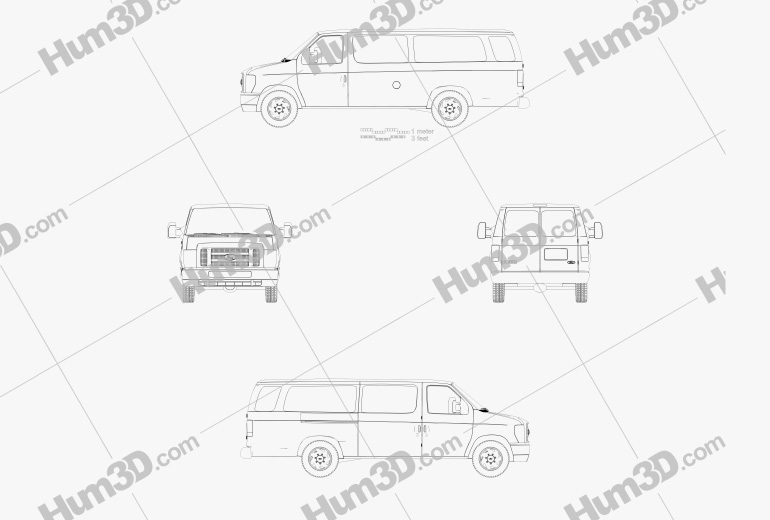 Ford E-Series Passenger Van 2014 Blueprint