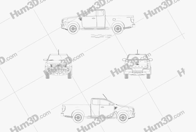 Ford Ranger Super Cab 2014 Blueprint