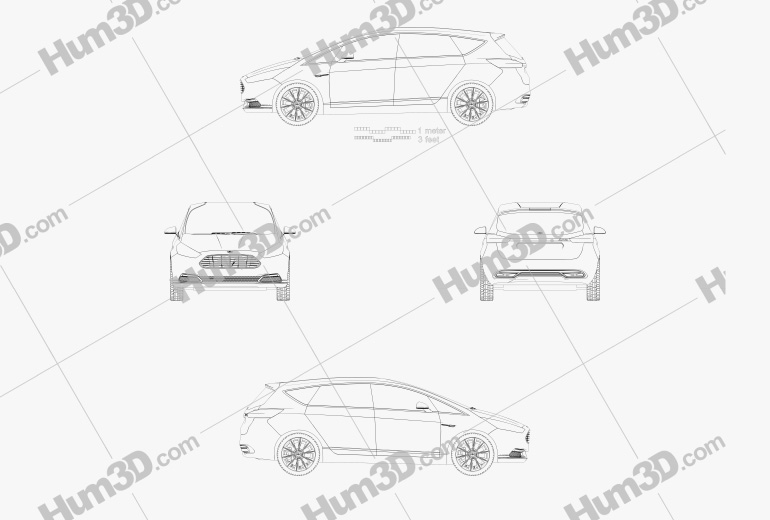 2014 Ford Focus car blueprint