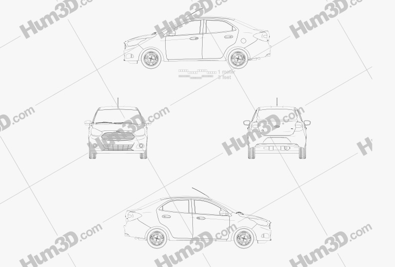 Ford Ka セダン 2014 設計図