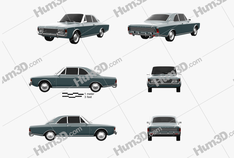 Ford Taunus (P7) 20M Coupe 1968 Blueprint Template
