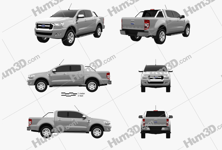 Ford Ranger Double Cab 2017 Blueprint Template