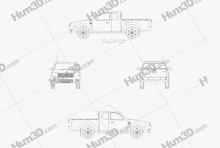 Ford Ranger Extended Cab 2009 Disegno Tecnico