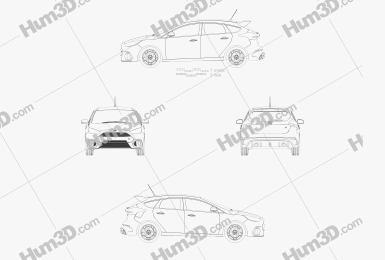 Ford Focus 해치백 RS 2017 도면