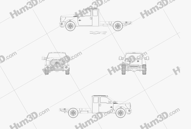 Ford F-450 Super Cab Chassis 2015 Blueprint