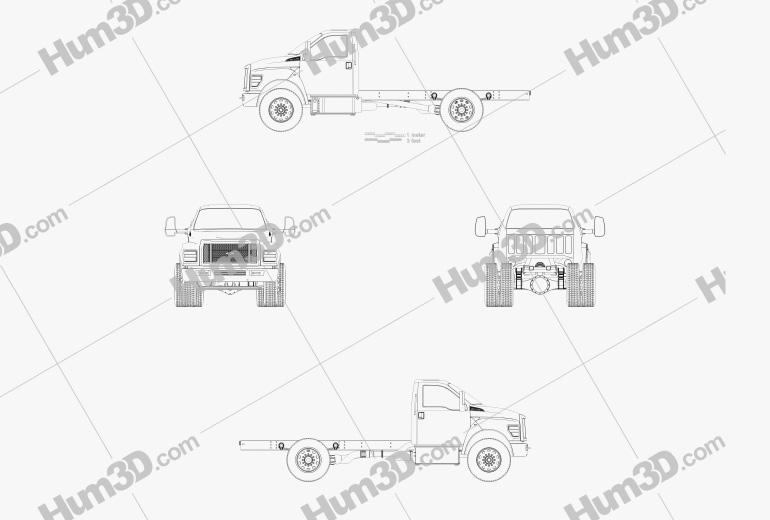 Ford F-650 Regular Cab Chassis 2019 蓝图