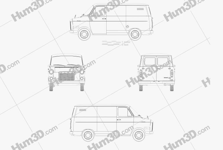 Ford Transit Kastenwagen 1965 Blueprint