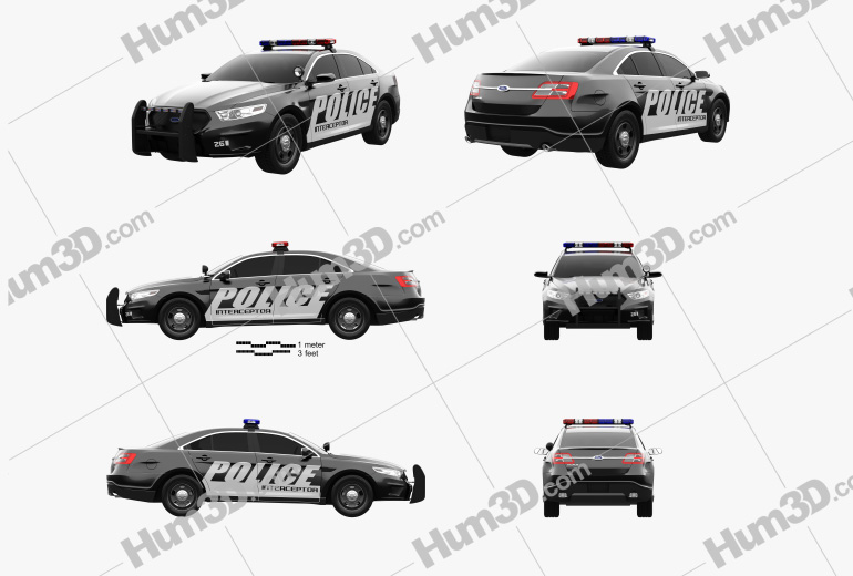 Ford Taurus Police Interceptor sedan 2016 Blueprint Template