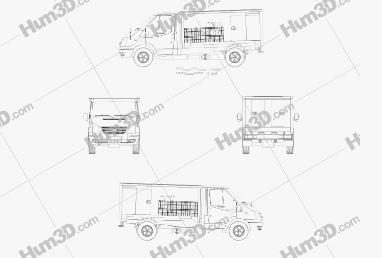 Ford Transit Milk Float Truck 2016 Blueprint