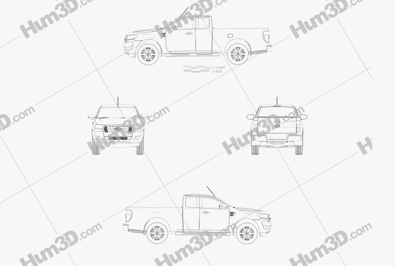 Ford Ranger Super Cab XLT 2018 Blueprint