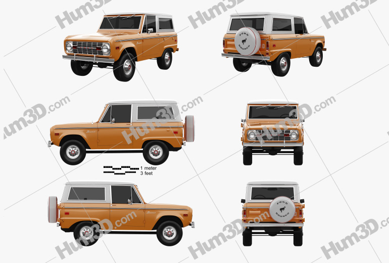 Ford Bronco 1975 Blueprint Template