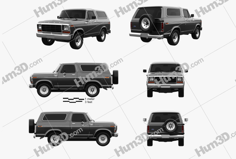 Ford Bronco 1978 Blueprint Template