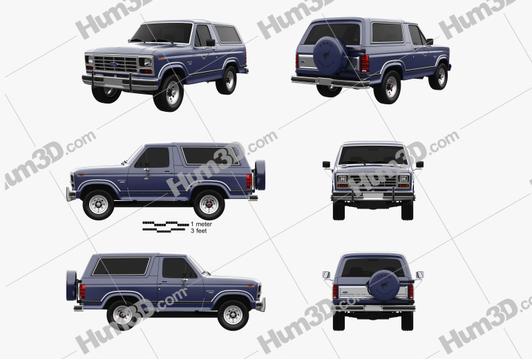 Ford Bronco 1982 Blueprint Template