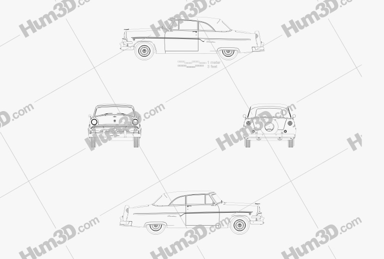 Ford Crestline Sunliner 1954 Blueprint