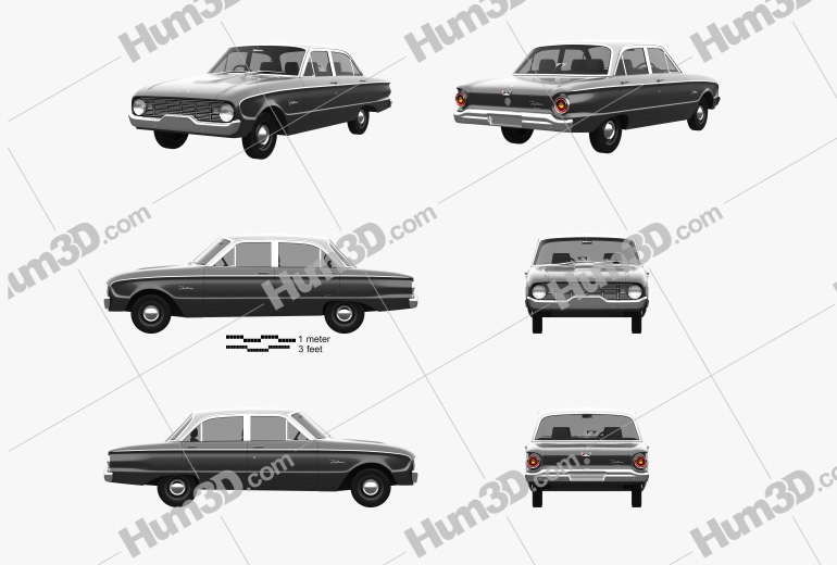 Ford Falcon 1960 Blueprint Template