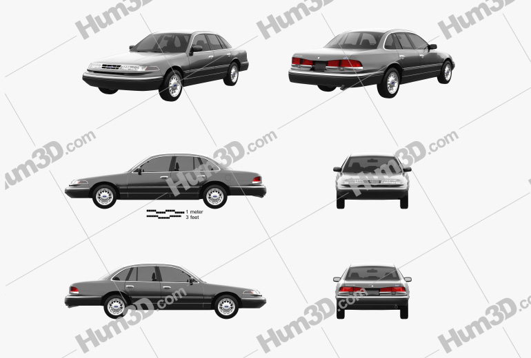 Ford Crown Victoria 1996 Blueprint Template