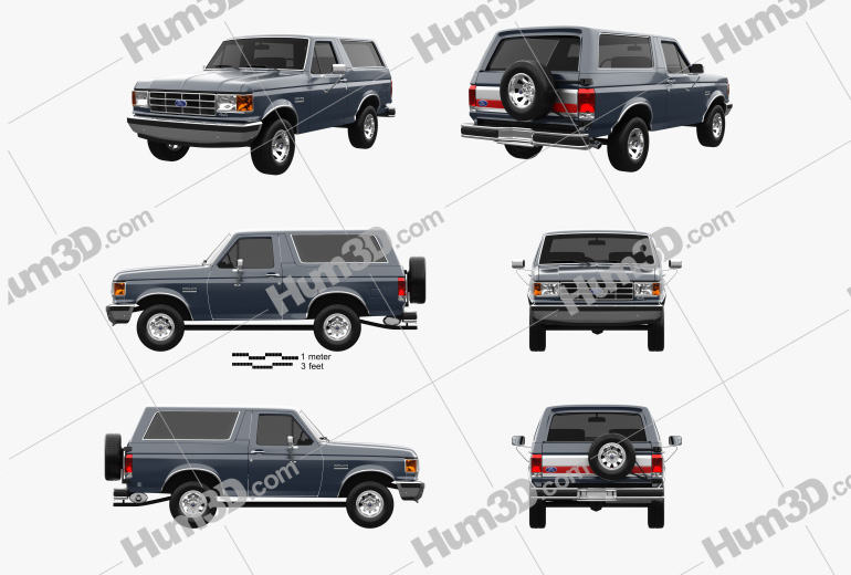 Ford Bronco 1991 Blueprint Template