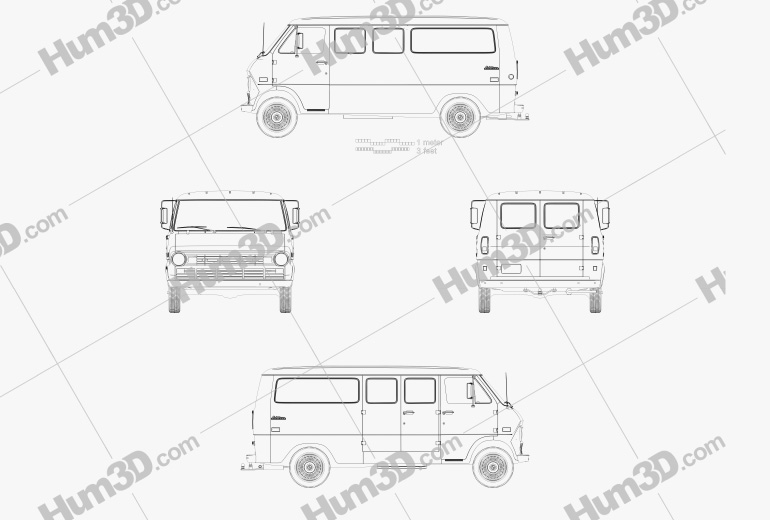 Ford E-Series Econoline Club Wagon 1971 Blueprint