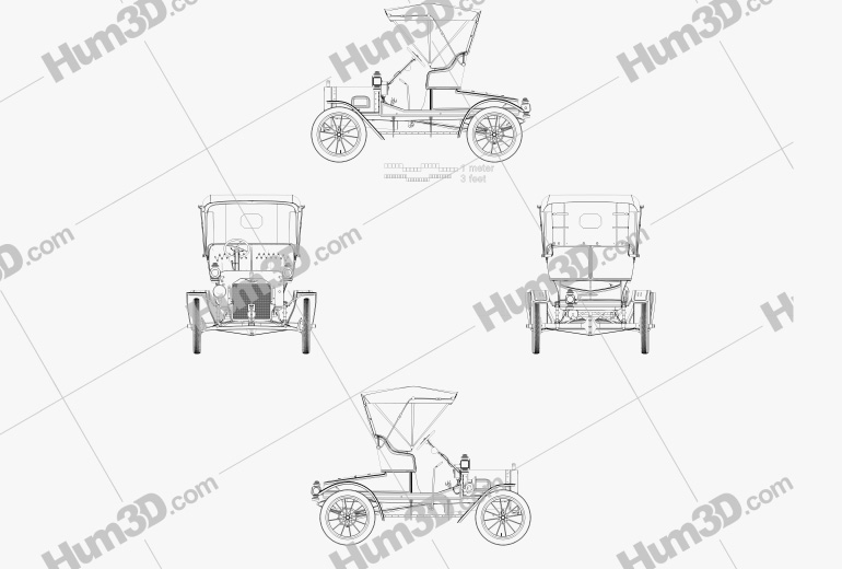 Ford Model N Runabout 1906 Blueprint