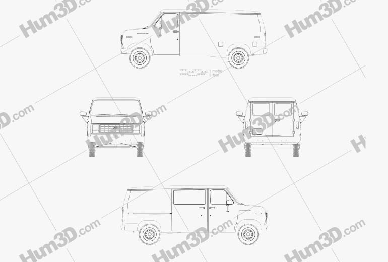 Ford E-Series Econoline Cargo Van 1991 Blueprint