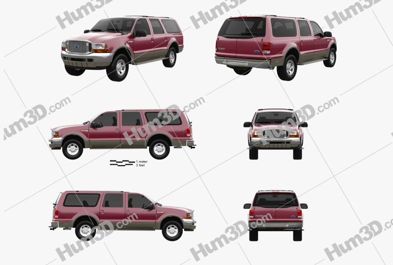 Ford Excursion 2005 Blueprint Template