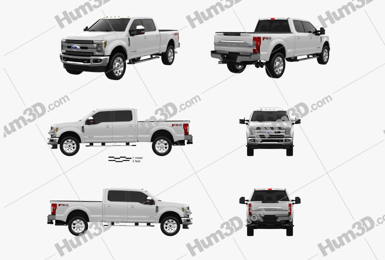 Ford F-350 Super Duty Super Crew Cab King Ranch 2018 Blueprint Template