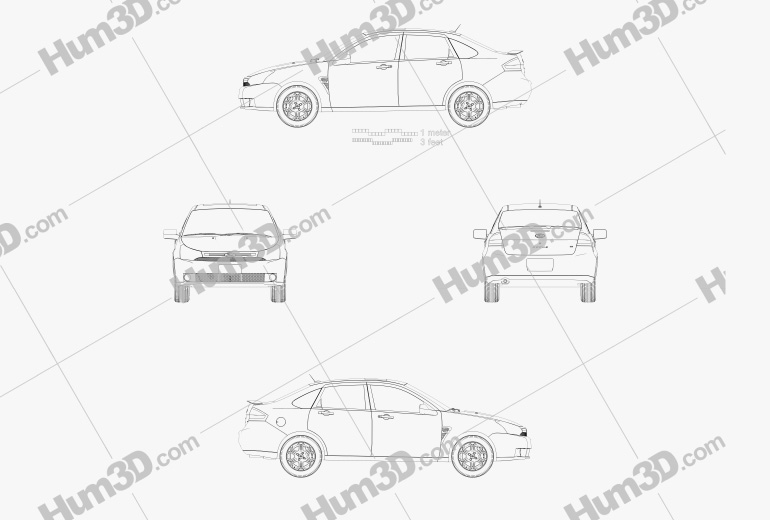 Ford Focus SES (US) sedan 2008 Blueprint