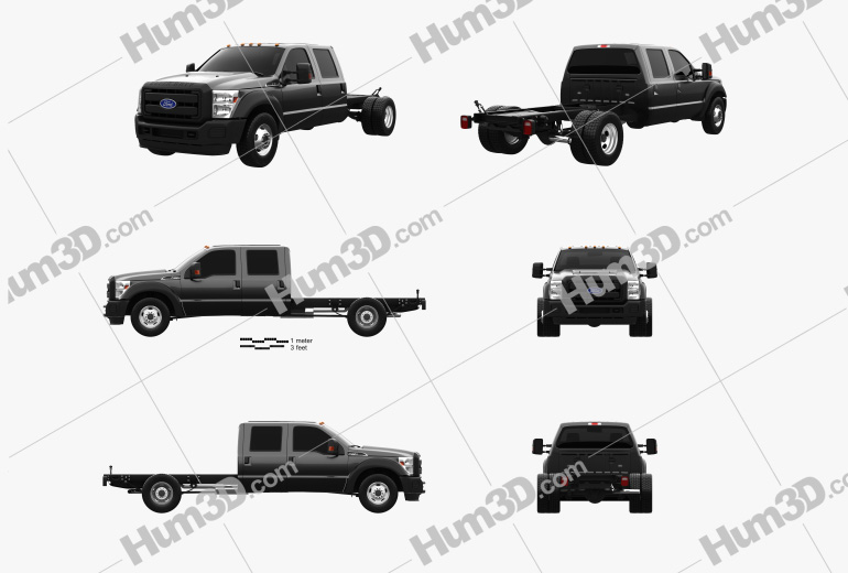 Ford F-550 Crew Cab Chassis 2015 Blueprint Template