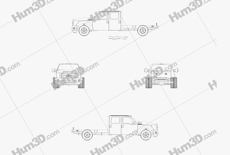 Ford F-550 Crew Cab Chassis 2015 Blueprint