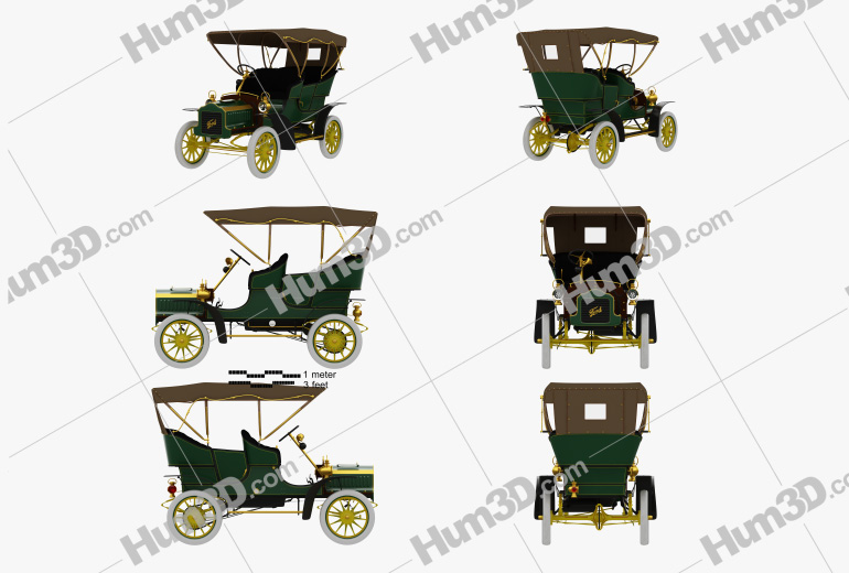 Ford Model F Touring 1905 Blueprint Template