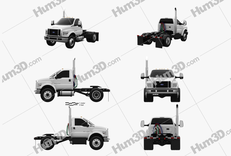 Ford F-650 / F-750 Regular Cab Tractor 2019 Blueprint Template