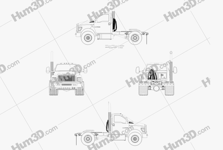 Ford F-650 / F-750 Regular Cab Tractor 2019 Blueprint