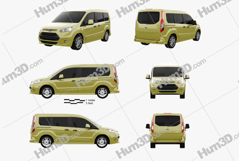 Ford Tourneo Connect SWB 2016 Blueprint Template