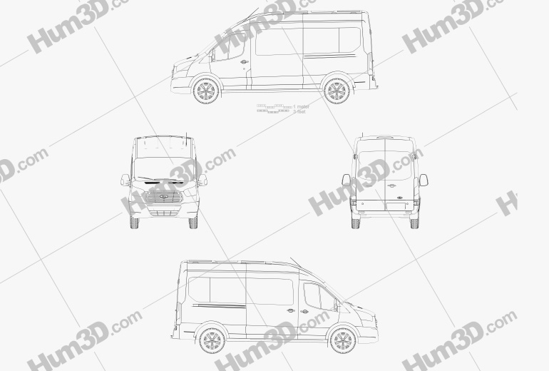 Ford Transit Furgone Passeggeri L2H3 2017 Blueprint